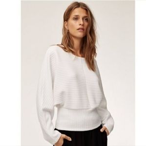 Babaton Hal Long Sleeve Pullover White Dolman Top Blouse Sweater Women Casual XS